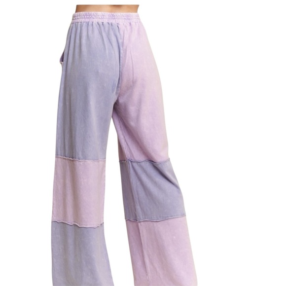 J. Her / Colorblock Wide-Leg Pants / Boho Patchwork Jogger - Picture 2 of 2